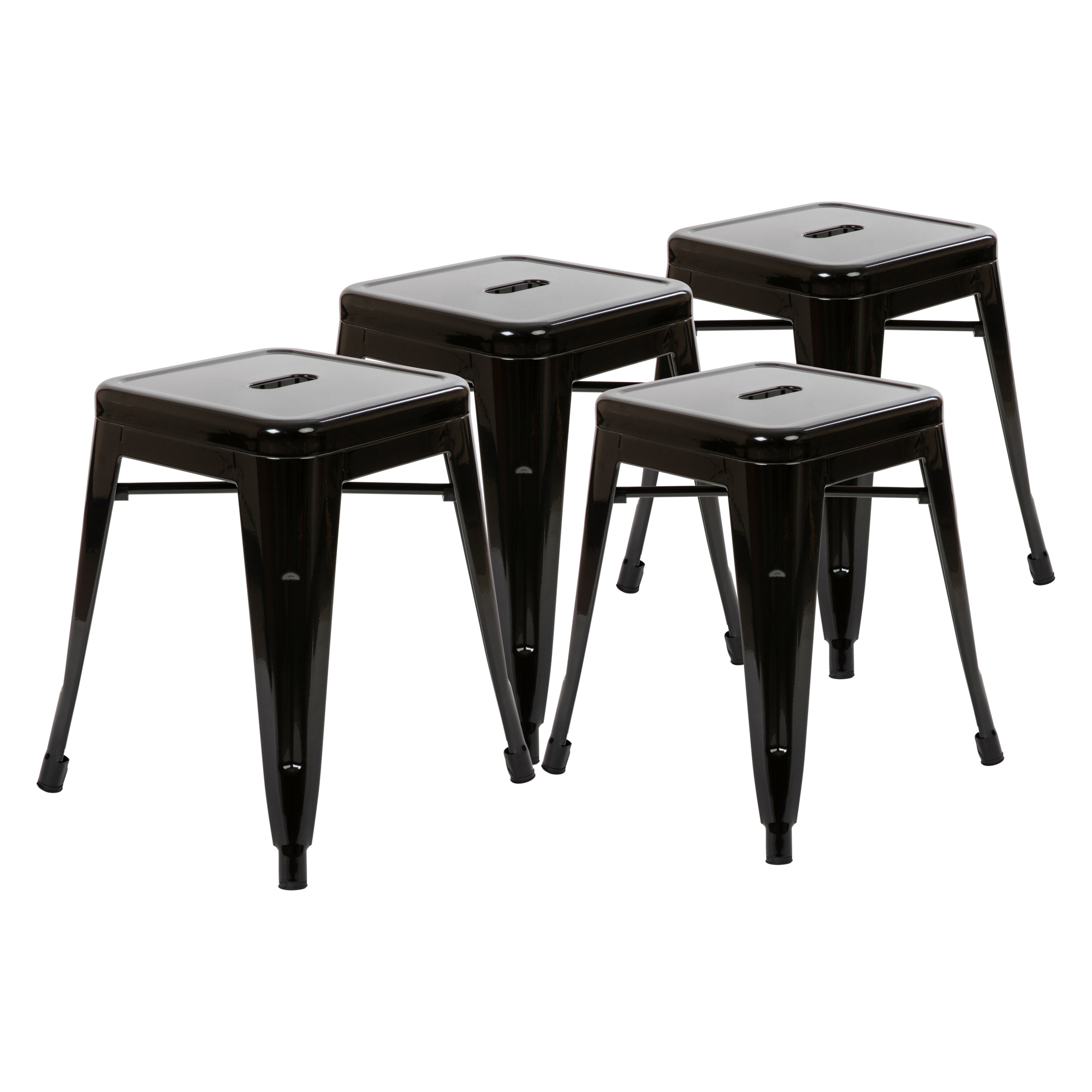 Flash Furniture, 4 Pack 18in. Black Metal Stool, Included (qty.) 1 Model# ETBT350318BLK